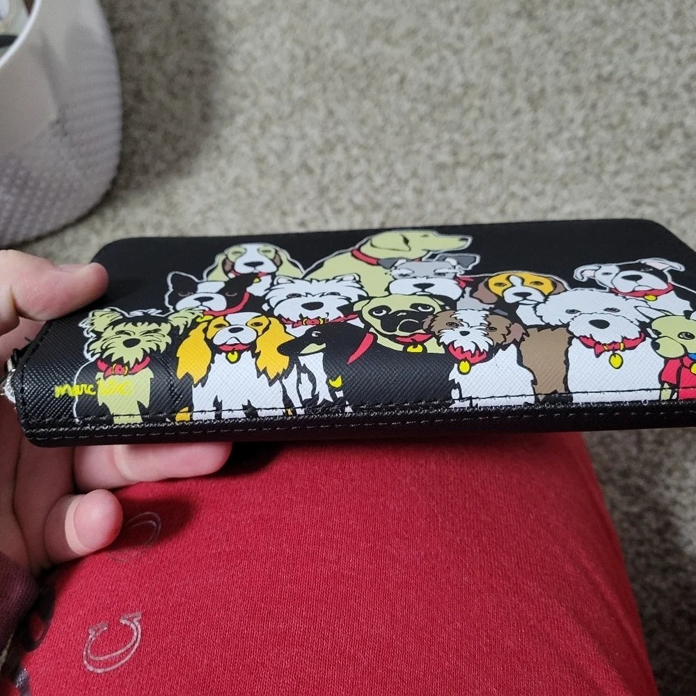 Marc Tetro All Dogs Zip Around Black Wallet